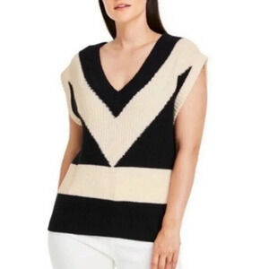 Victor Glemaud x Target, New Colorblock Sweater Wool Vest Black/White Size XL